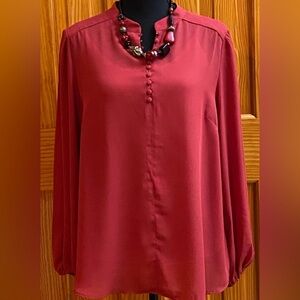 NWT Nanette Lepore Deep Red Blouse Size Large